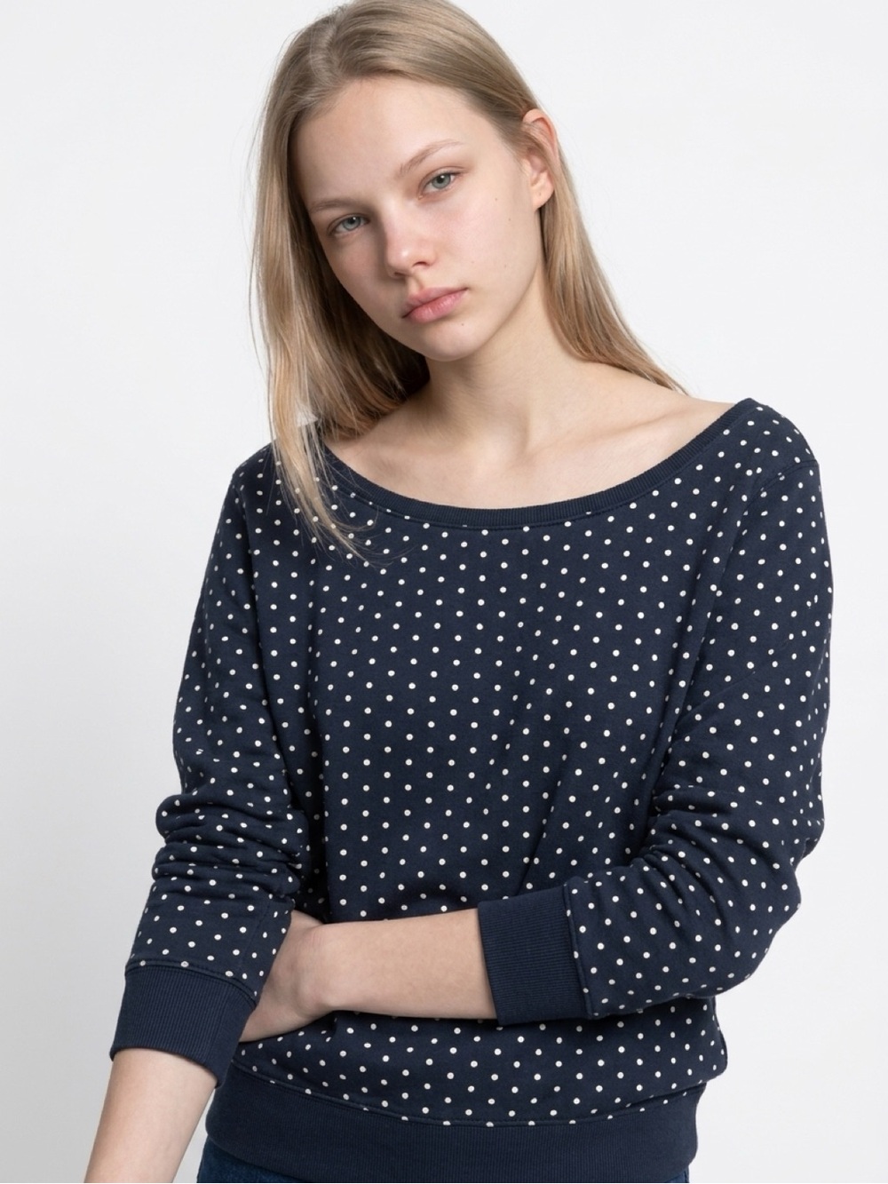 wild fable Navy and White Polka Dot Sweatshirt